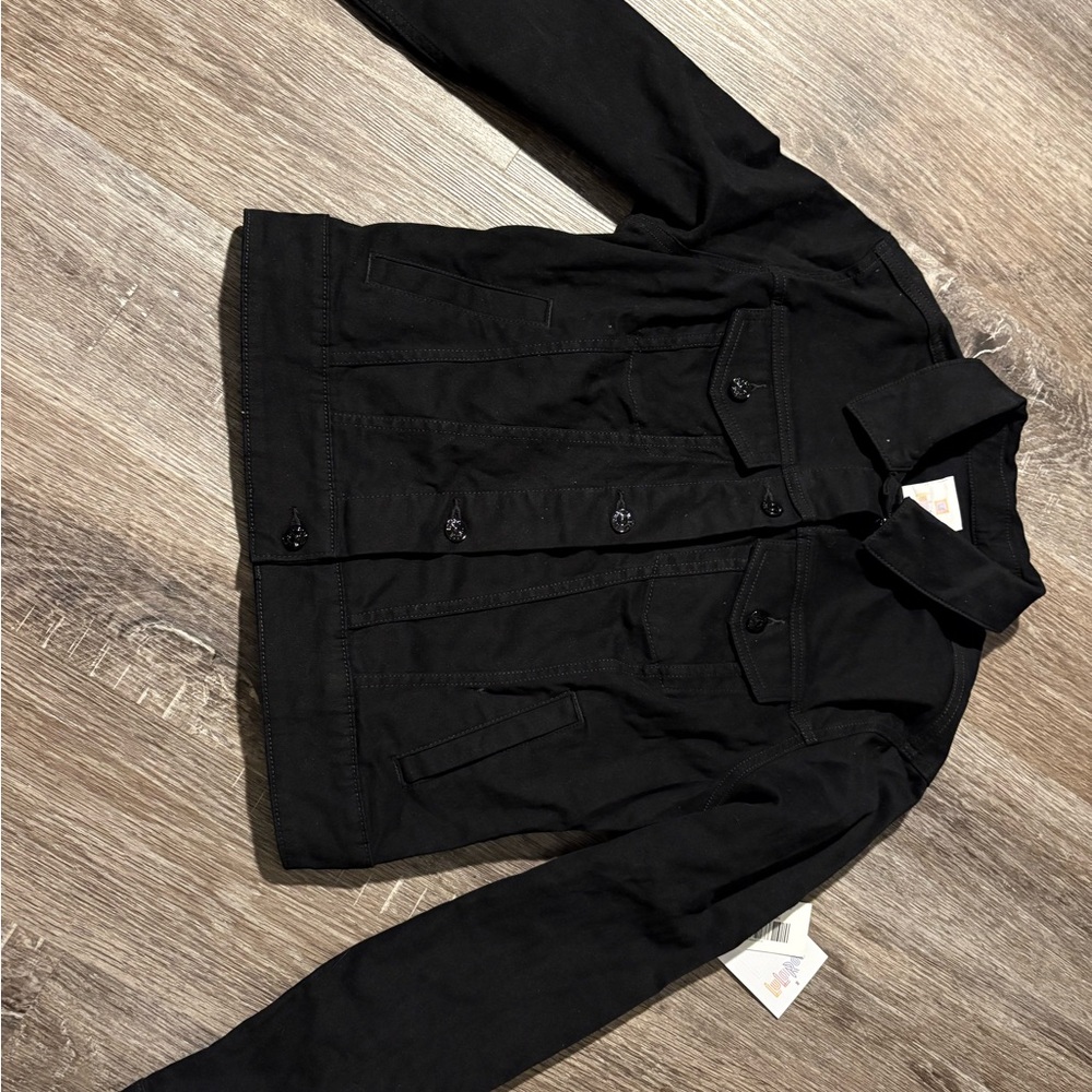 Lularoe Harvey  Black Denim Jacket med new with tag unicorn print